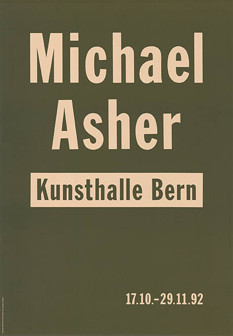 Michael Asher, Kunsthalle Bern