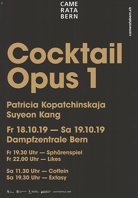 Cocktail Opus 1, Patricia Kopatchinskaja, Suyeon Kang, Camerata Bern, Dampfzentrale Bern