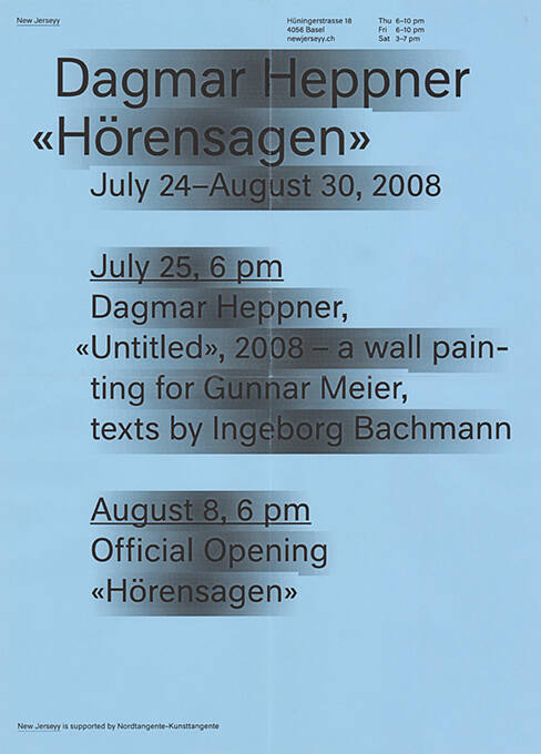 Dagmar Heppner, «Hörensagen», New Jerseyy, Basel