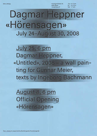 Dagmar Heppner, «Hörensagen», New Jerseyy, Basel