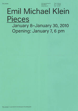 Emil Michael Klein, Pieces, New Jerseyy, Basel