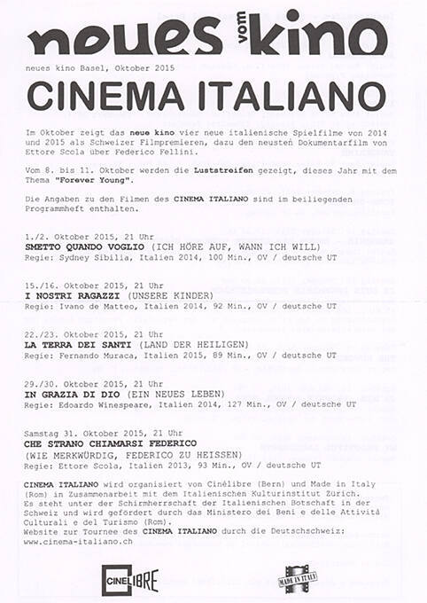 Cinema Italiano, Neues Kino