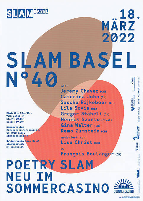 Slam Basel Nº 40, Poetry Slam neu im Sommercasino