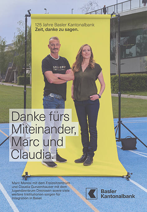 Danke fürs Miteinander, Marc und Claudia. Basler Kantonalbank