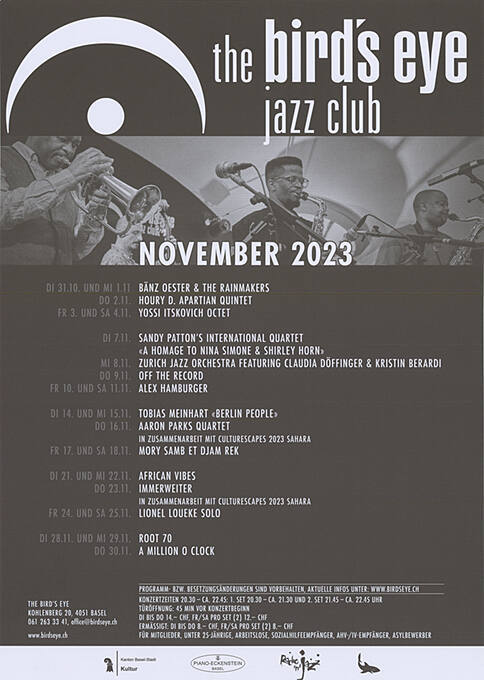 The Bird’s Eye Jazz Club, November 2023